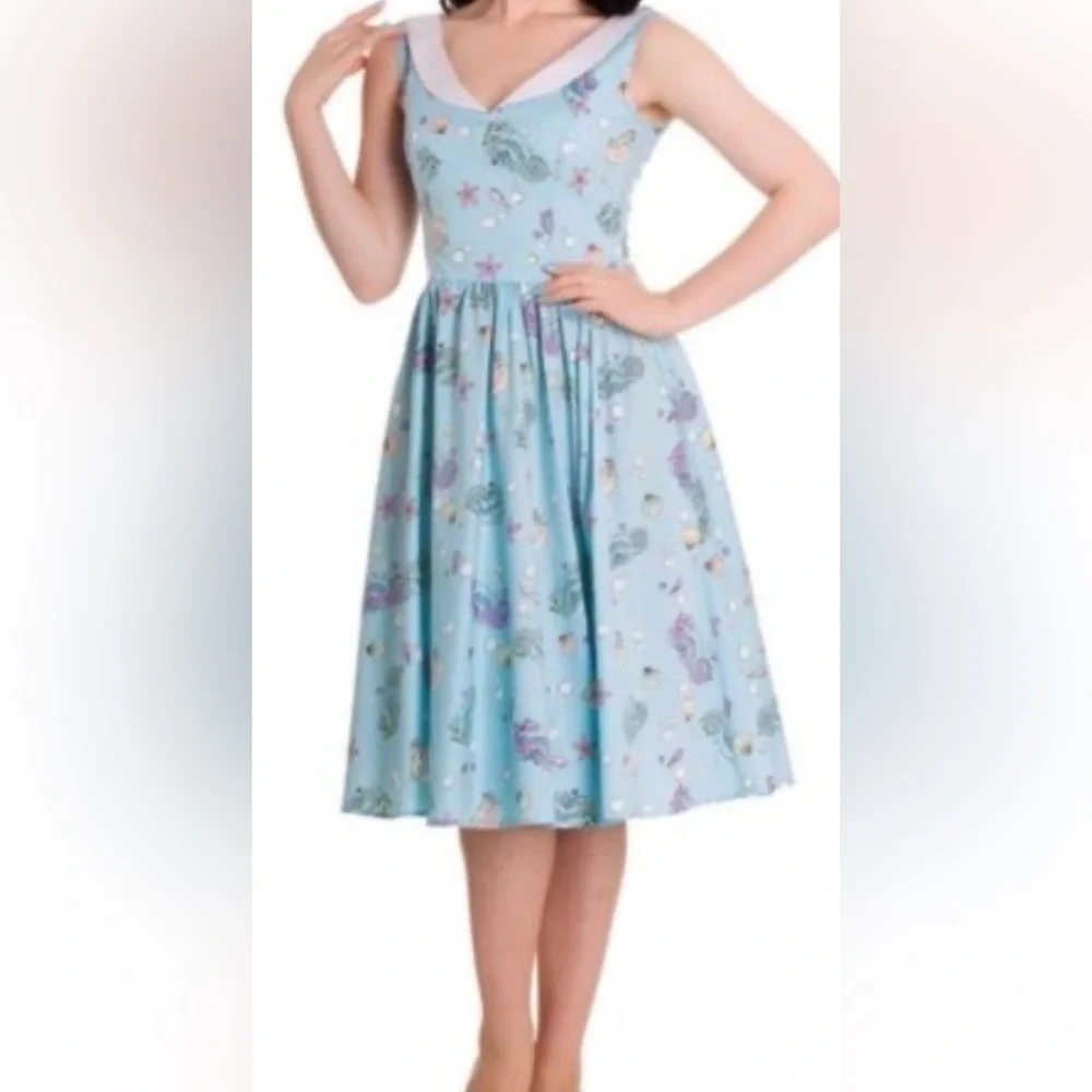 hell bunny blue polka dot dress Hell Bunny Harriet Polka Dot Retro Swing Dress in Teal Size XL
